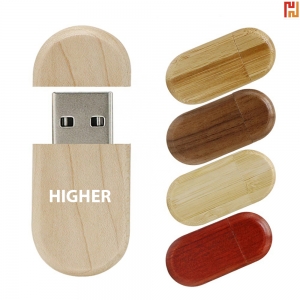 Oval Wood USB Flash Drives-HPGG80306