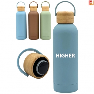 17Oz Bamboo Lid Stainless Steel Thermos Cup with Handle-HPGG80317