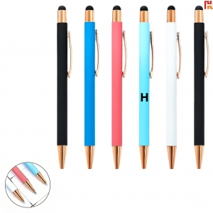 2-in-1 Stylus Ballpoint Pen with Rose Gold Trim-HPGG80466