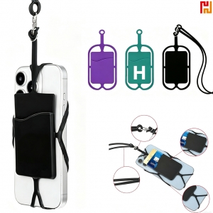 Custom Logo Silicone Phone Lanyard With Card Pocket-Hi-Jennie1008