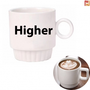 White Ceramic Mug with Round Ring Handle-Hi-Ruka1003